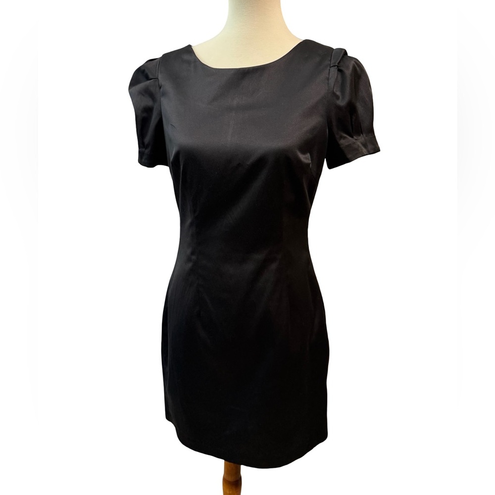 Love 21 Forever 21 Black Satin Puff Sleeve Mini Dress Size Medium